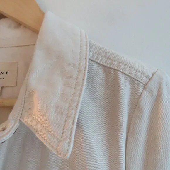 SEZANE Jeanette Denim Midi Belted Dress Molted Ecru Cream - Size EU 40 / US 8 - Picture 7 of 16